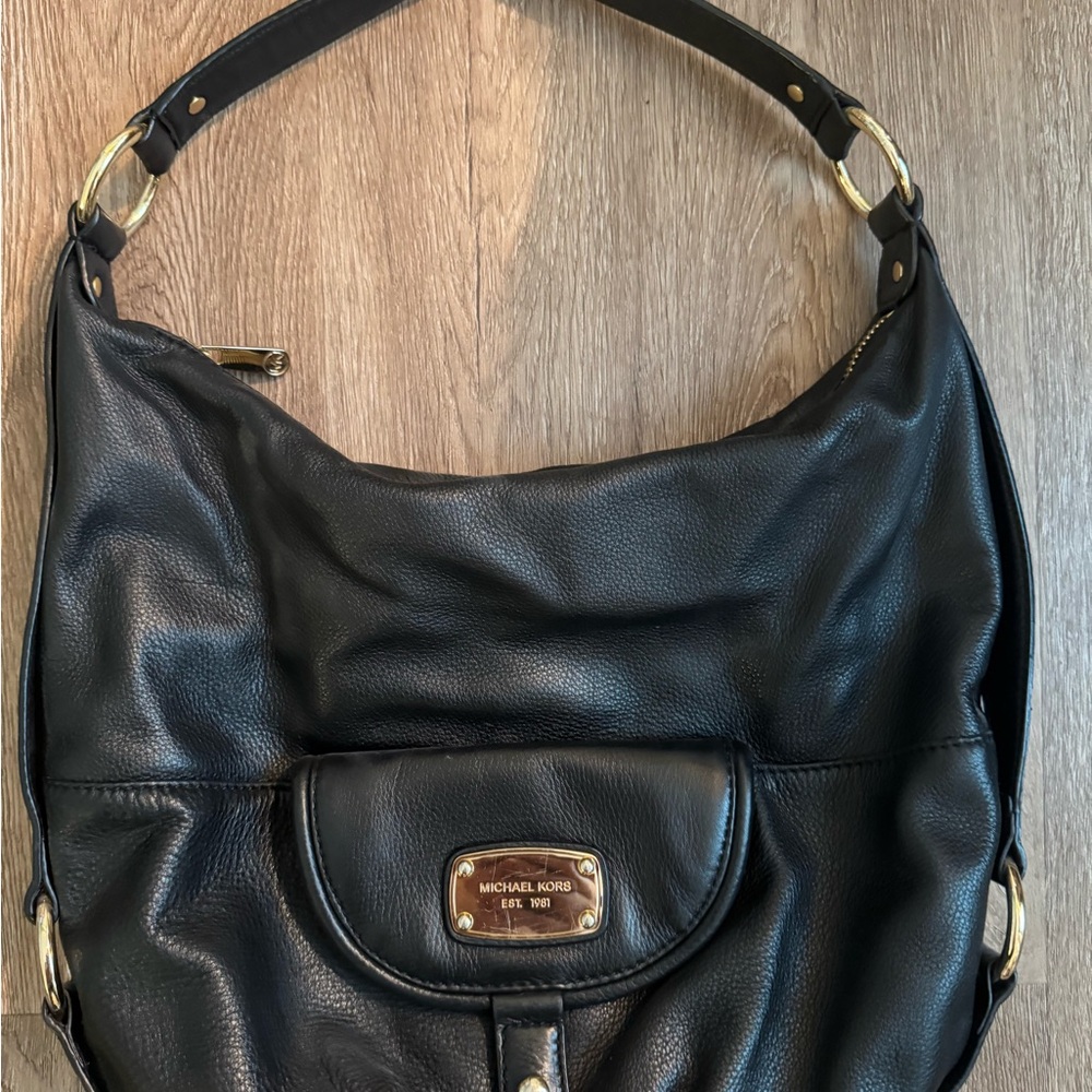 Gently Used Michael Kors Black Leather Hobo Bag